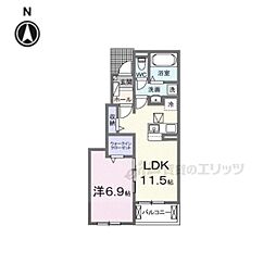 ロジュマン・ボヌール 1階1LDKの間取り