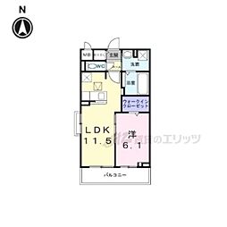 近鉄橿原線 九条駅 徒歩3分の賃貸アパート 1階1LDKの間取り