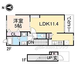 プラシード 2階1LDKの間取り