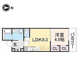 クレアール堺町I 2階1LDKの間取り