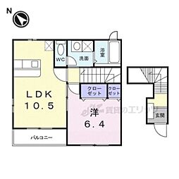 セイバリーブリーズ 2階1LDKの間取り