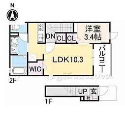 フィオーレ 2階1LDKの間取り