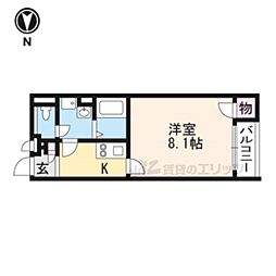 クレイノリベールコート五位堂 2階1Kの間取り