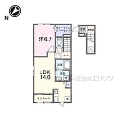 オルク・ドール 2階1LDKの間取り