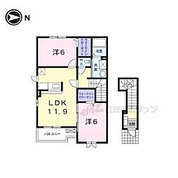 ベルオーブ 2階2LDKの間取り