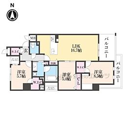 Ｌａｖｉｅｎａ　Ｎａｒａ 4階3LDKの間取り