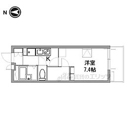 JR関西本線 奈良駅 徒歩10分の賃貸アパート 1階1Kの間取り
