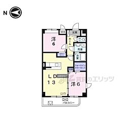近鉄橿原線 筒井駅 徒歩3分の賃貸マンション 1階2LDKの間取り