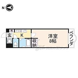 近鉄奈良線 大和西大寺駅 徒歩9分の賃貸マンション 3階1Kの間取り