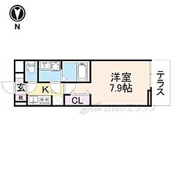 ミニョンフルール 1階1Kの間取り