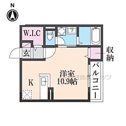 モデルノI 2階ワンルームの間取り