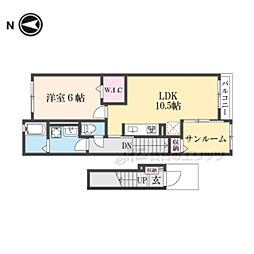 近鉄橿原線 八木西口駅 徒歩20分の賃貸アパート 2階1LDKの間取り
