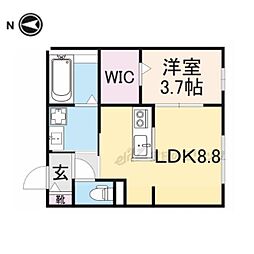 ローレル奈良町 1階1LDKの間取り