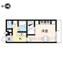 レオパレスひまわり 1Kの間取図画像