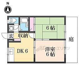 エステートピア築山二番館 2DKの間取図画像