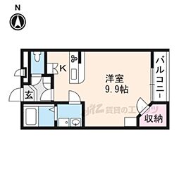 レオパレスカーサ ワンルームの間取図画像