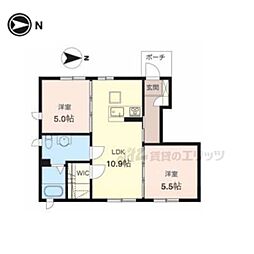 ベルメゾン市役所東C 2LDKの間取図画像