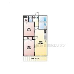 ALEGRIA郡山 2LDKの間取図画像