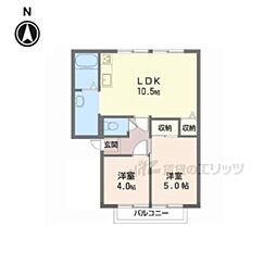 グランドゥールB 2LDKの間取図画像