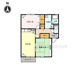 グリーンコート3 2DKの間取図画像
