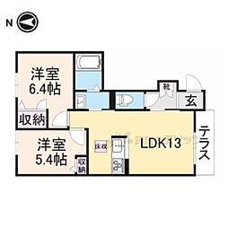 シャーメゾン疋相 2LDKの間取図画像