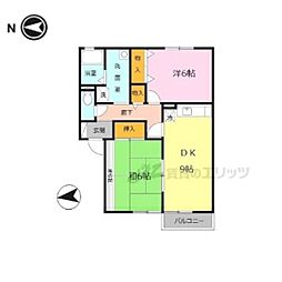 メゾン・ベイリーフ 2DKの間取図画像