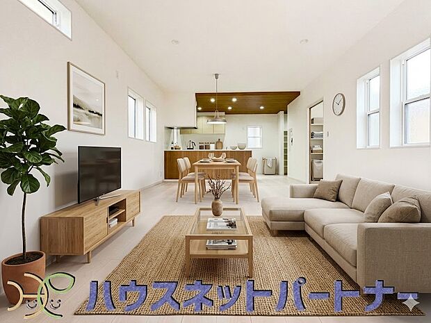 リビング19.7帖には、たっぷりと収納できる場所があります。家具はイメージです