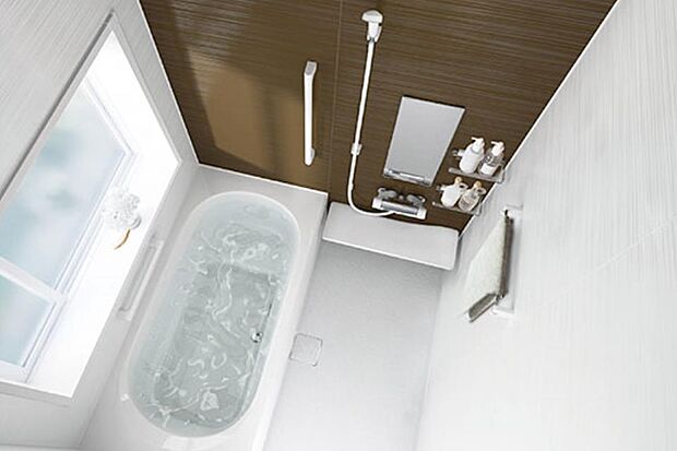 熱を逃がさない断熱素材の浴槽、ワンプッシュで切り替えできるシャワーヘッド等、使いやすく快適なバスルーム。