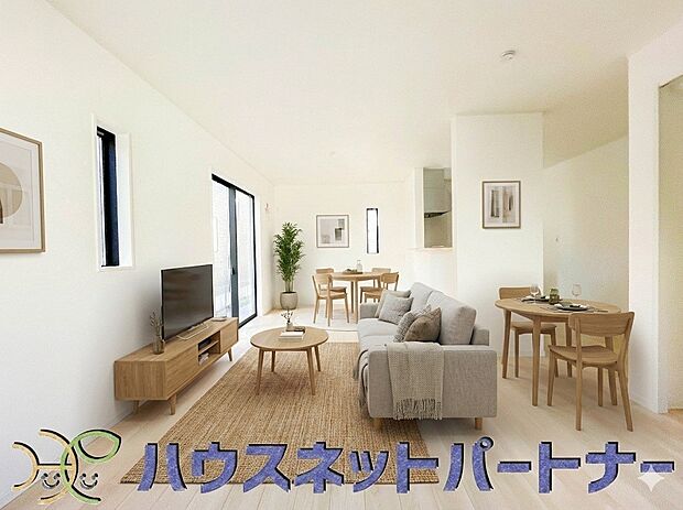 家族でくつろぐリビングは16帖。風通しも優れています。※家具はイメージです。