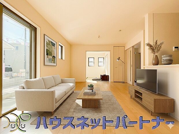 家族でくつろぐリビングは16帖。※家具はイメージです。