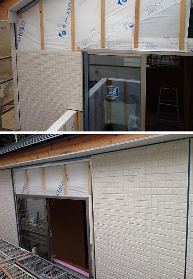 サイディングと呼ばれる工場で生産される乾式の板状のセメント板になり耐火性や耐久性などに非常に優れたものになります。