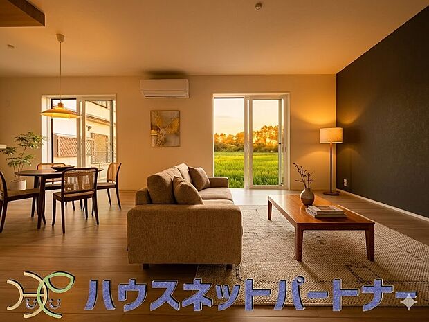 リビングは食事スペースと寛げる場所設けても余裕の広さ。家具等の画像はイメージです