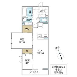 D’s LIEN F F号地 302号室 3階2LDKの間取り