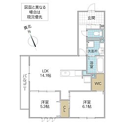 D’s LIEN D D号地 202号室 2階2LDKの間取り