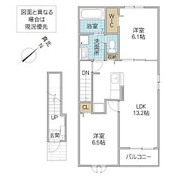 ハッフルパフ I 2階2LDKの間取り