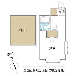 クレスト 2階ワンルームの間取り