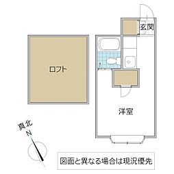 クレスト 1階ワンルームの間取り