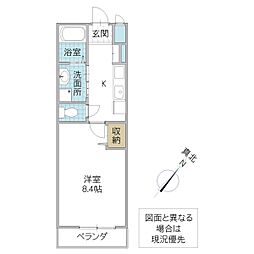ベルティカ 2階1Kの間取り