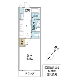 (仮)つくば市陣場新築アパート 205号室 2階1Kの間取り