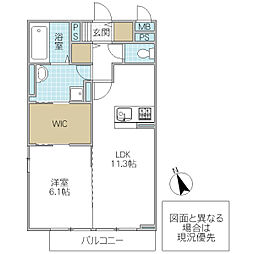 カーザ ヴェルデ C棟 207号室 2階1LDKの間取り