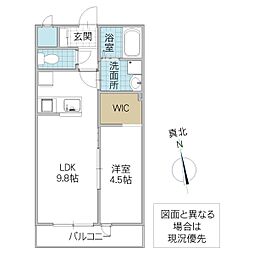 Maison du Soleil 202号室 2階1LDKの間取り