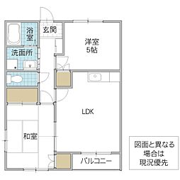 グリーンタウンB 2LDKの間取図画像