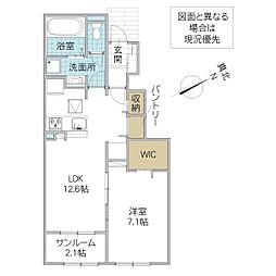 ミルレクラージュ3 1LDKの間取図画像