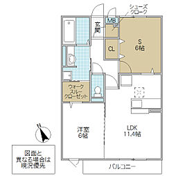 トルビヨン 1LDKの間取図画像