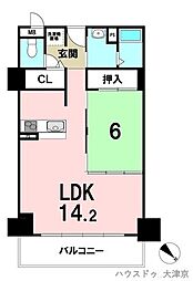 カネボウ琵琶湖アーバンプラザ 1LDKの間取図画像