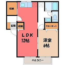 メゾン南雲 1DKの間取図画像