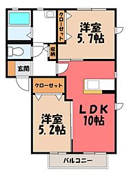 クレシエンテB 2LDKの間取図画像