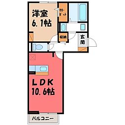 ピアニー 1LDKの間取図画像