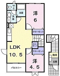 ドミール・KB棟 2LDKの間取図画像