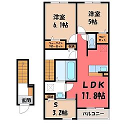 カレント レジデンス 下増田II 2LDKの間取図画像